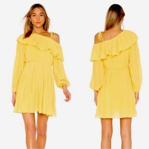 Endless Rose 🆕 Pleated One Shoulder Dress | Lemon Yellow Anthropologie Brand